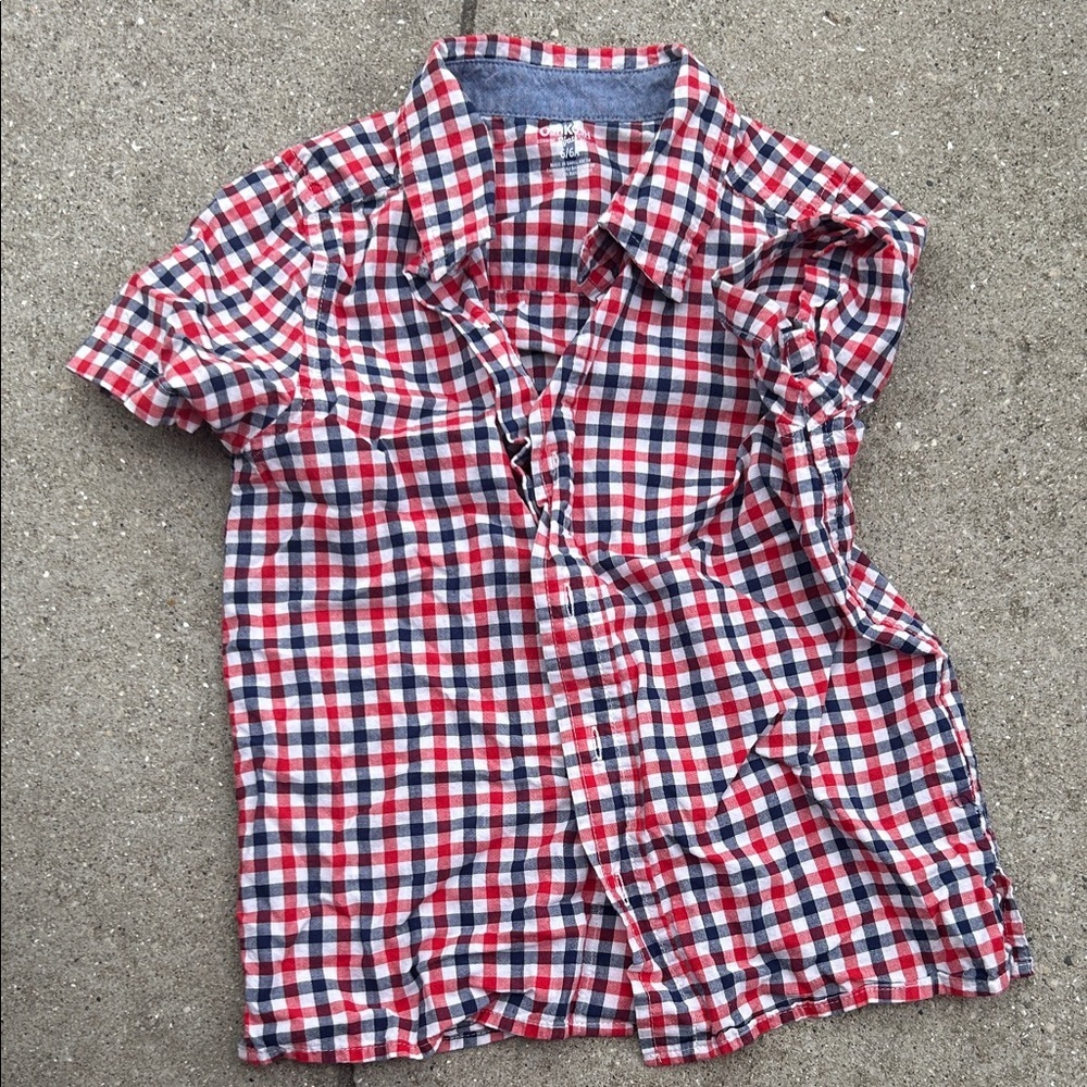 OshKosh B'gosh Red and Black Plaid Kids Button Down Shirt